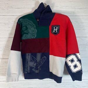 Tommy Hilfiger Sweater colorblock Sweatshirt Varsity Shawl Collar Kids size M